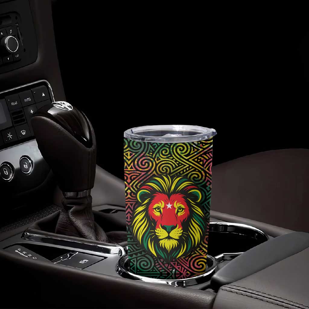 Togo Tumbler Cup Red Lion Head Design and Traditional African Pattern