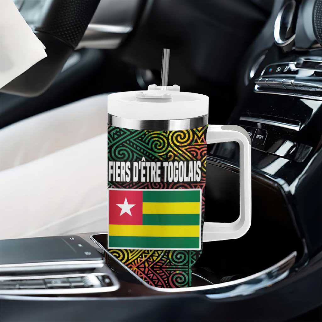 Togo Tumbler With Handle Red Lion Head Design and Traditional African Pattern