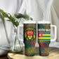 Togo Tumbler With Handle Red Lion Head Design and Traditional African Pattern