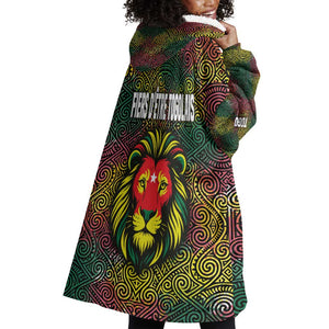 Togo Wearable Blanket Hoodie Red Lion Head Design and Traditional African Pattern