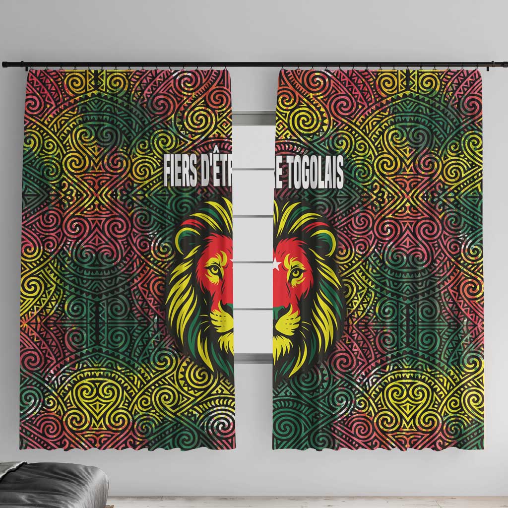 Togo Window Curtain Red Lion Head Design and Traditional African Pattern