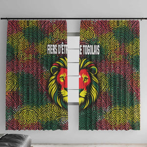 Togo Window Curtain Red Lion Head Design and Traditional African Pattern