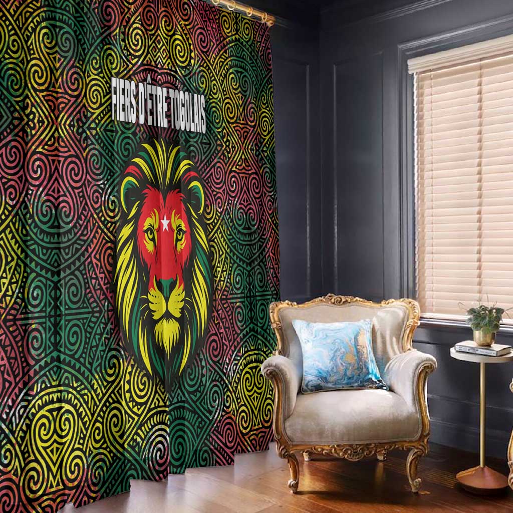 Togo Window Curtain Red Lion Head Design and Traditional African Pattern