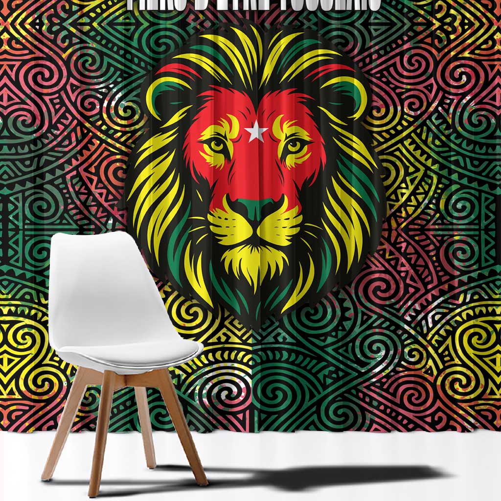 Togo Window Curtain Red Lion Head Design and Traditional African Pattern