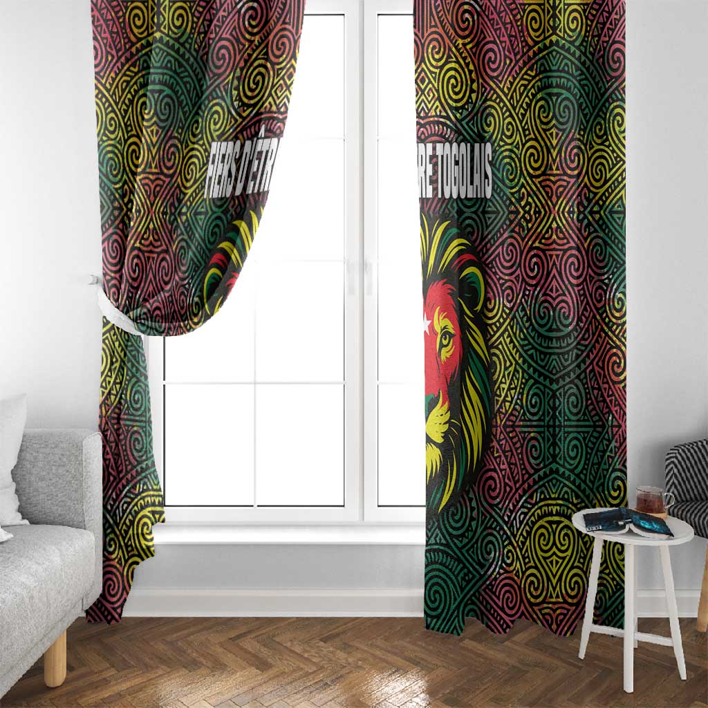 Togo Window Curtain Red Lion Head Design and Traditional African Pattern