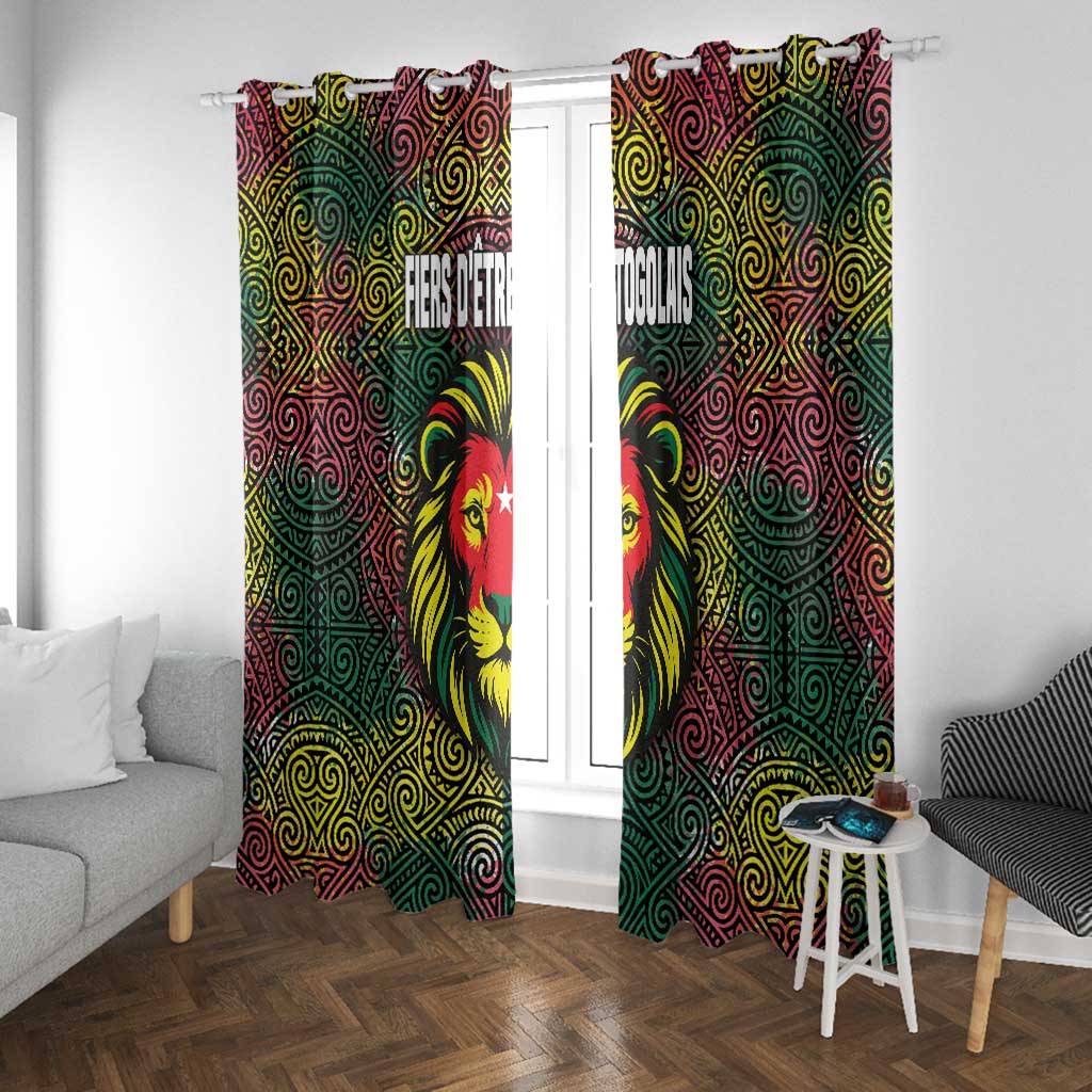 Togo Window Curtain Red Lion Head Design and Traditional African Pattern