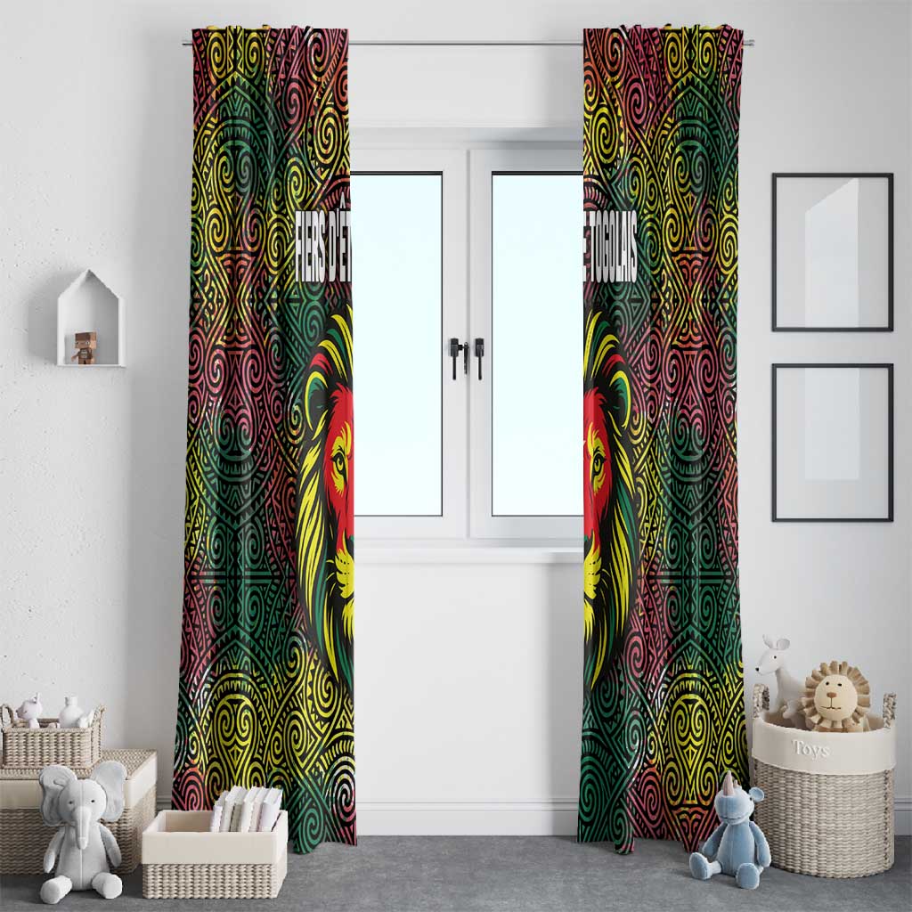 Togo Window Curtain Red Lion Head Design and Traditional African Pattern