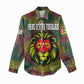 Togo Women Casual Shirt Red Lion Head Design and Traditional African Pattern