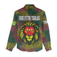 Togo Women Casual Shirt Red Lion Head Design and Traditional African Pattern