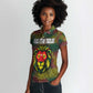Togo Women Polo Shirt Red Lion Head Design and Traditional African Pattern