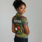 Togo Women Polo Shirt Red Lion Head Design and Traditional African Pattern