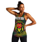 Togo Women Racerback Tank Red Lion Head Design and Traditional African Pattern