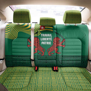 Togo Back Car Seat Cover - Red Twin Lions and Travail Liberté Patrie Slogan