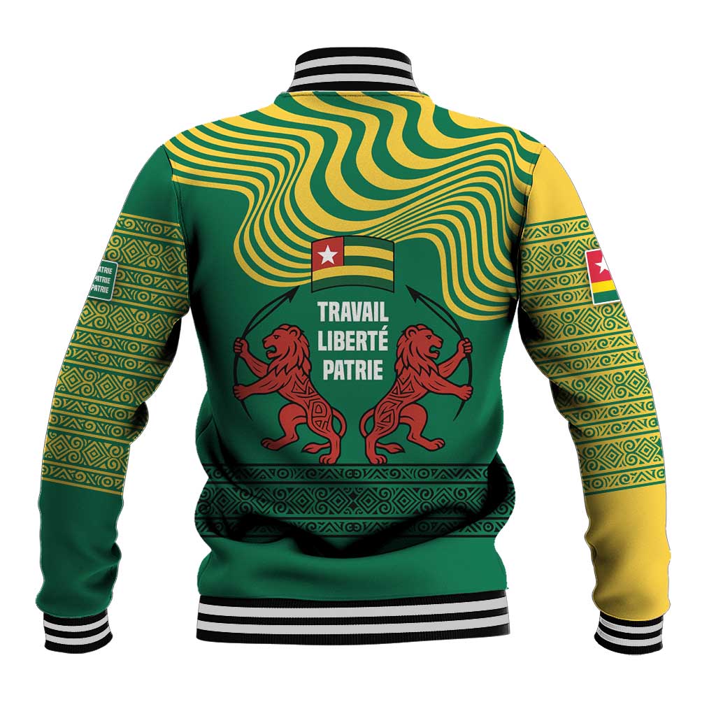 Togo Baseball Jacket - Red Twin Lions and Travail Liberté Patrie Slogan