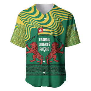 Togo Baseball Jersey - Red Twin Lions and Travail Liberté Patrie Slogan