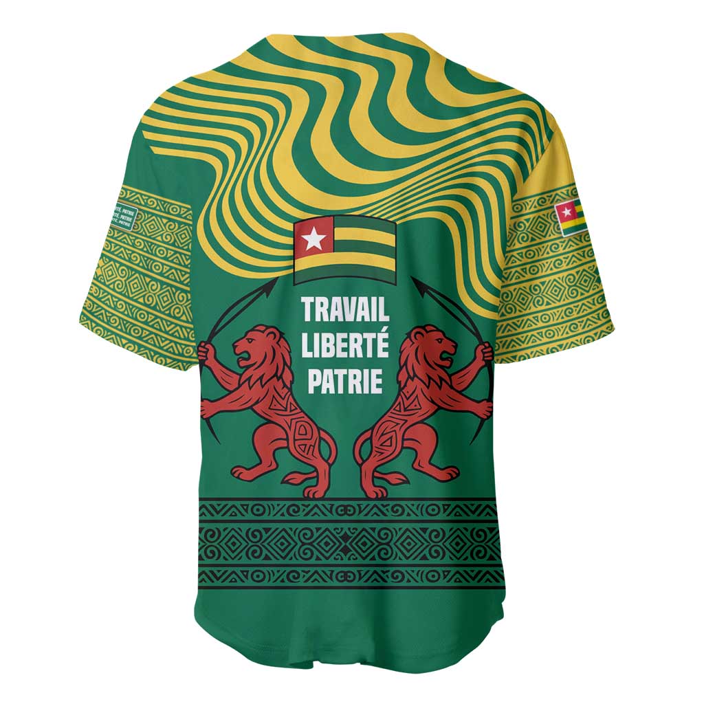 Togo Baseball Jersey - Red Twin Lions and Travail Liberté Patrie Slogan