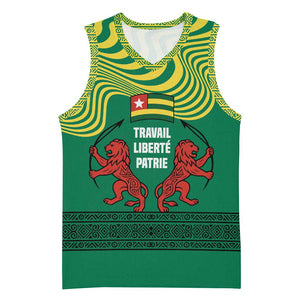 Togo Basketball Jersey - Red Twin Lions and Travail Liberté Patrie Slogan - African Pride