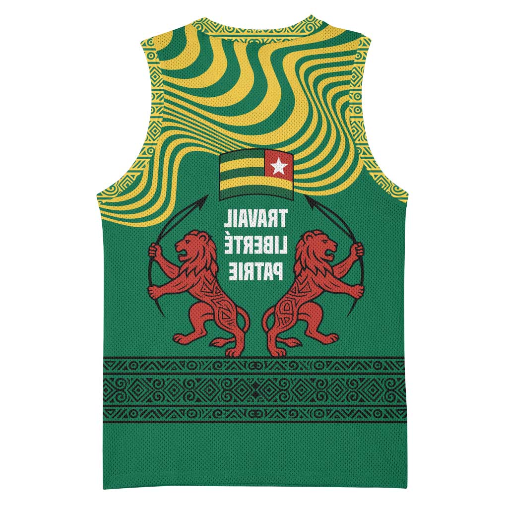 Togo Basketball Jersey - Red Twin Lions and Travail Liberté Patrie Slogan - African Pride