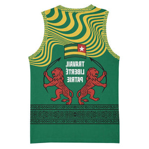 Togo Basketball Jersey - Red Twin Lions and Travail Liberté Patrie Slogan - African Pride