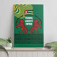 Togo Canvas Wall Art - Red Twin Lions and Travail Liberté Patrie Slogan