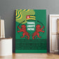 Togo Canvas Wall Art - Red Twin Lions and Travail Liberté Patrie Slogan