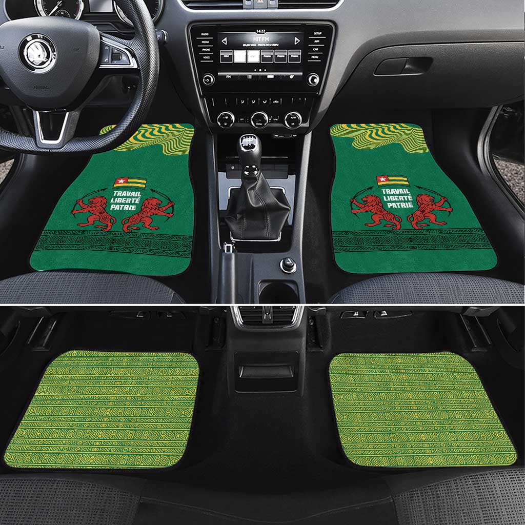 Togo Car Mats - Red Twin Lions and Travail Liberté Patrie Slogan