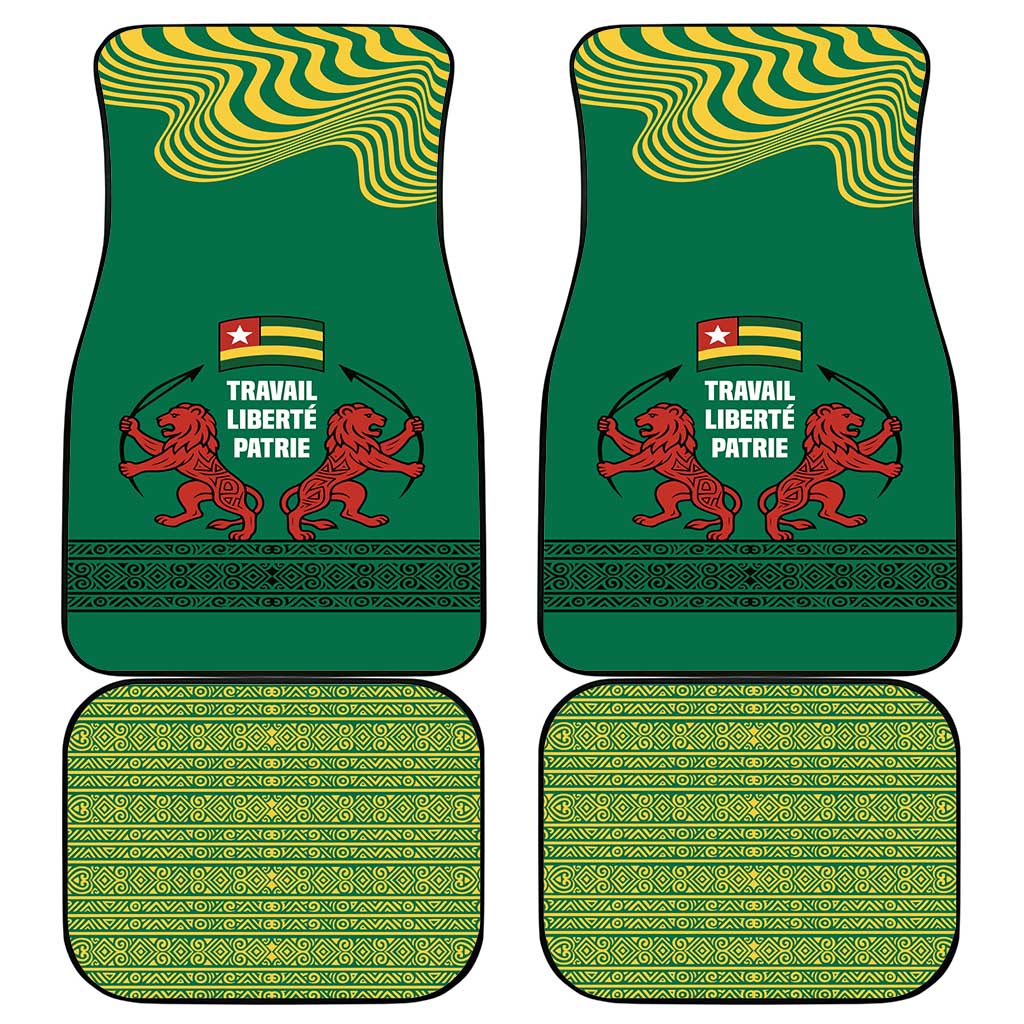Togo Car Mats - Red Twin Lions and Travail Liberté Patrie Slogan