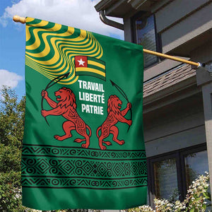 Togo Garden Flag - Red Twin Lions and Travail Liberté Patrie Slogan