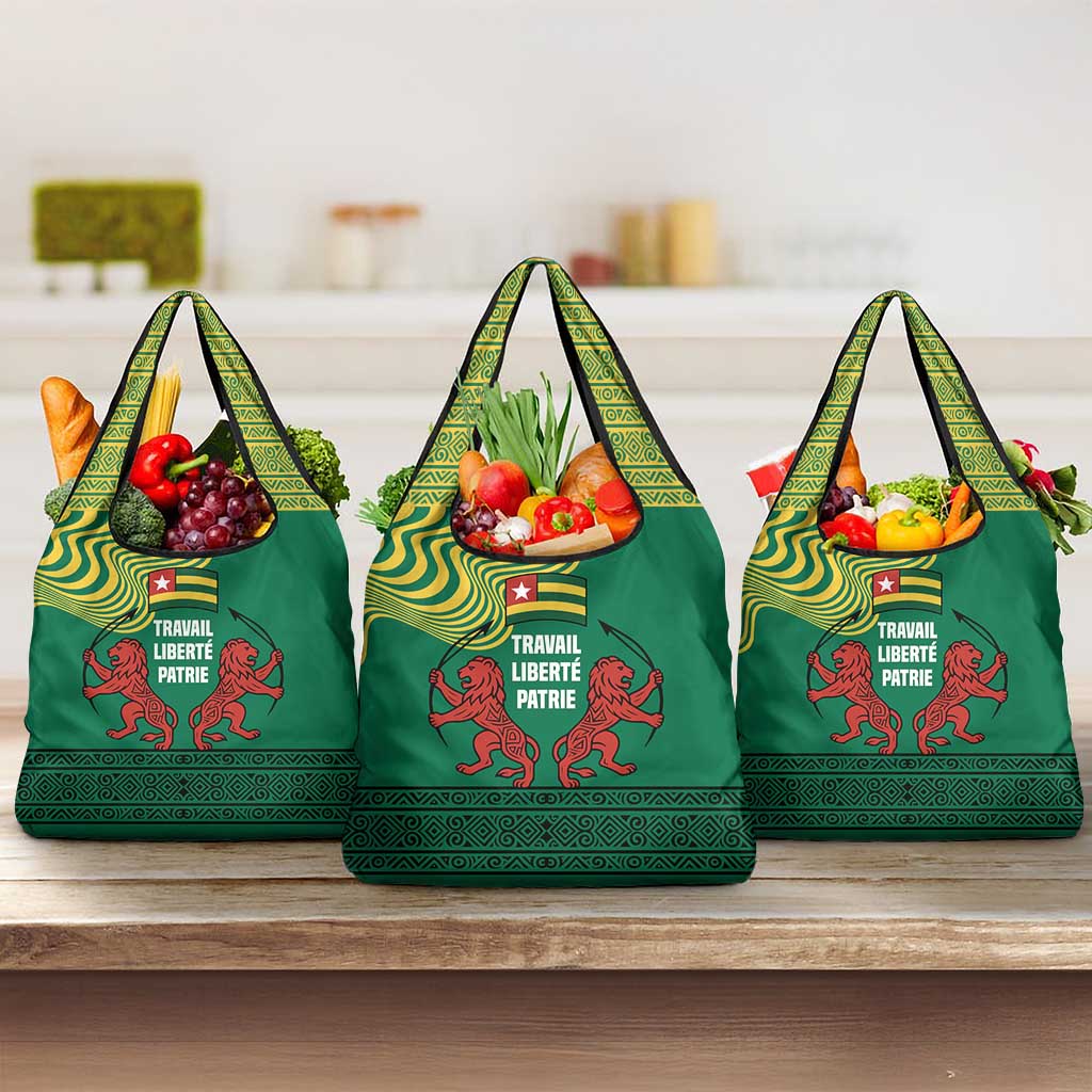Togo Grocery Bag - Red Twin Lions and Travail Liberté Patrie Slogan