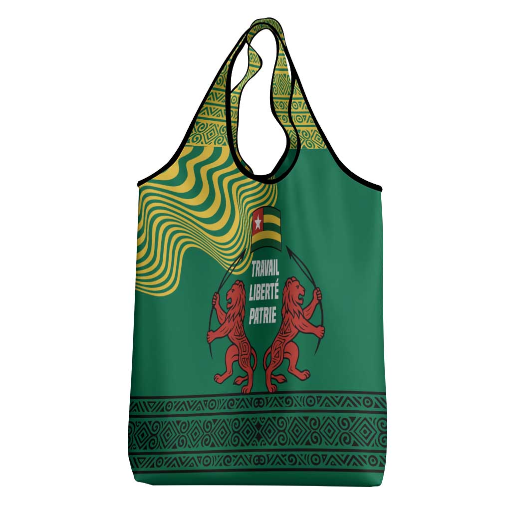 Togo Grocery Bag - Red Twin Lions and Travail Liberté Patrie Slogan