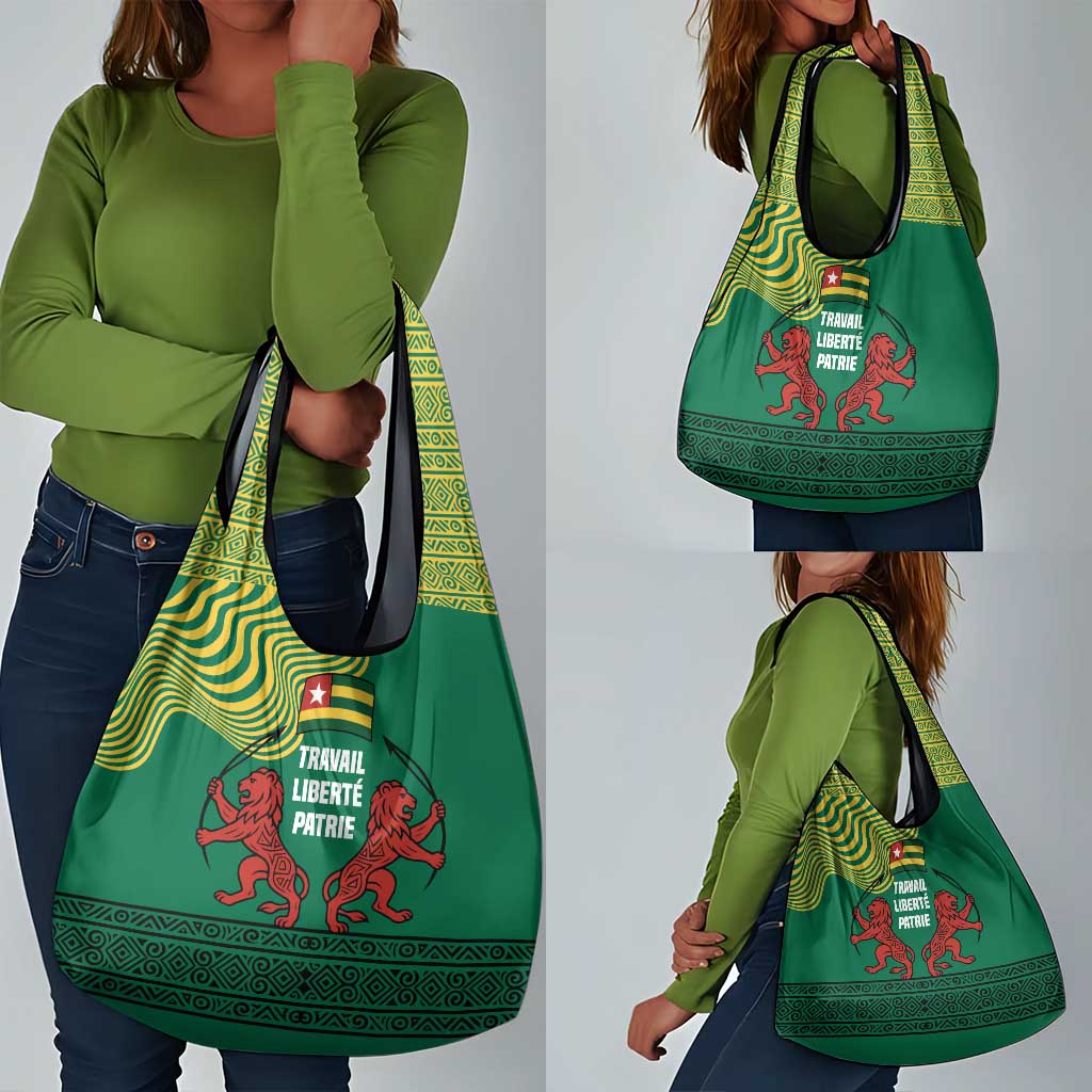 Togo Grocery Bag - Red Twin Lions and Travail Liberté Patrie Slogan