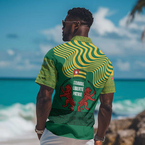 Togo Hawaiian Shirt - Red Twin Lions and Travail Liberté Patrie Slogan