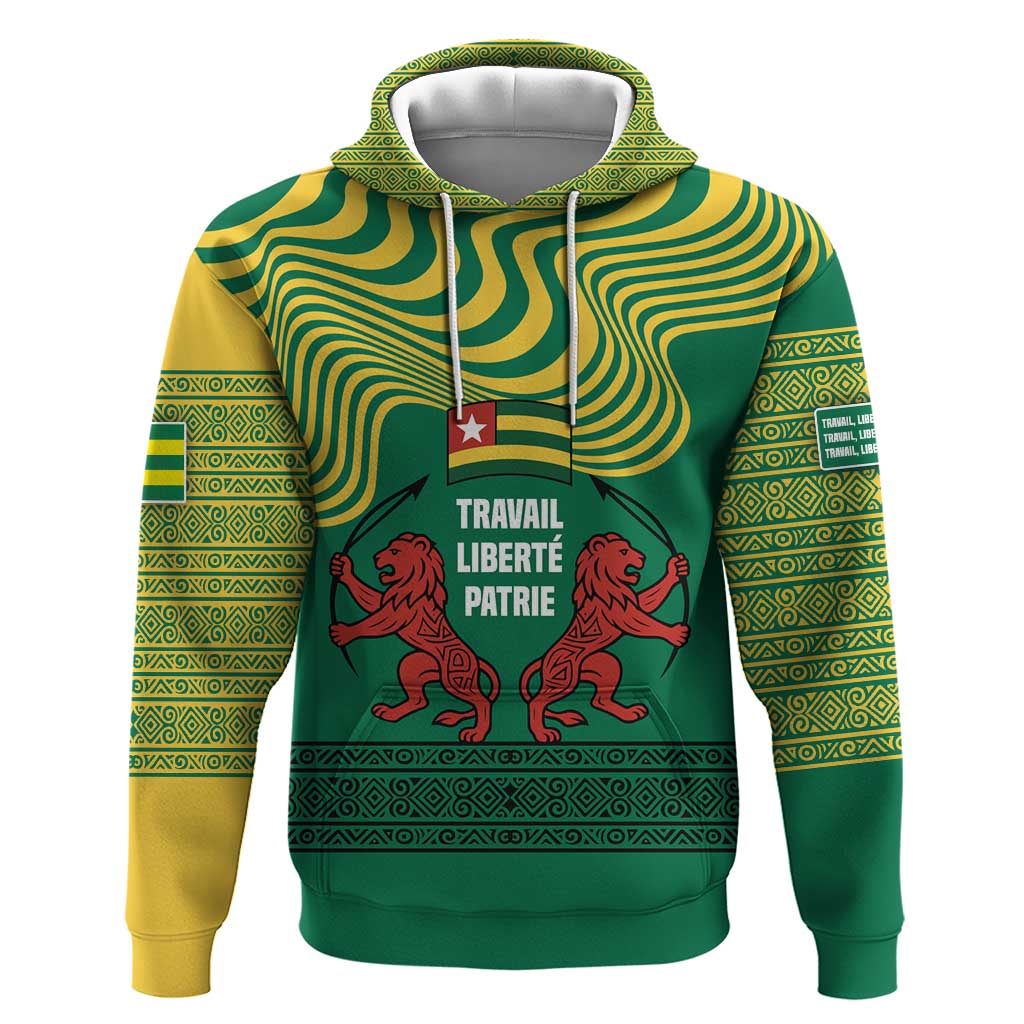 Togo Hoodie - Red Twin Lions and Travail Liberté Patrie Slogan