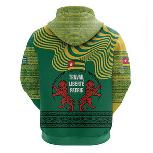 Togo Hoodie - Red Twin Lions and Travail Liberté Patrie Slogan