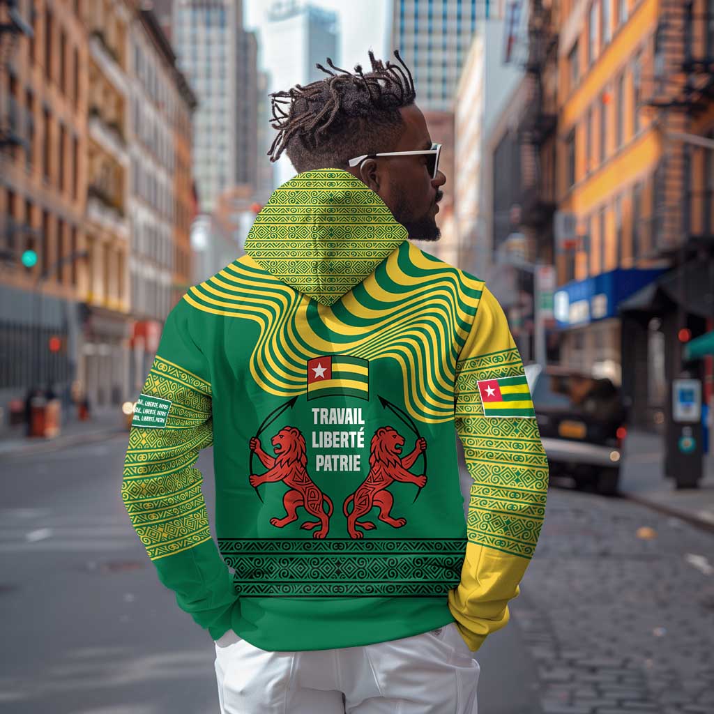 Togo Hoodie - Red Twin Lions and Travail Liberté Patrie Slogan