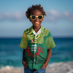 Togo Kid Hawaiian Shirt - Red Twin Lions and Travail Liberté Patrie Slogan
