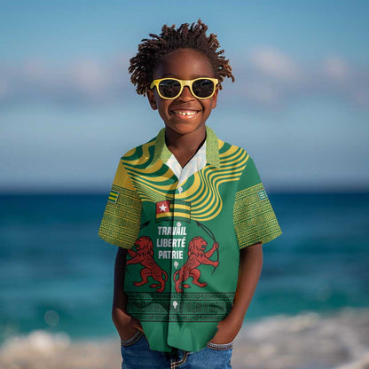 Togo Kid Hawaiian Shirt - Red Twin Lions and Travail Liberté Patrie Slogan