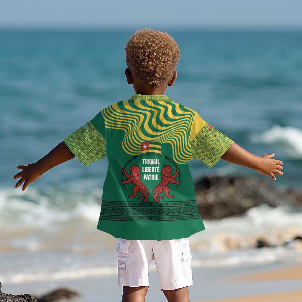 Togo Kid Hawaiian Shirt - Red Twin Lions and Travail Liberté Patrie Slogan