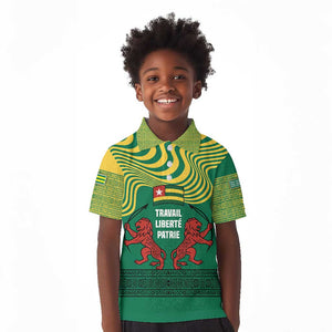 Togo Kid Polo Shirt - Red Twin Lions and Travail Liberté Patrie Slogan