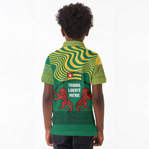 Togo Kid Polo Shirt - Red Twin Lions and Travail Liberté Patrie Slogan