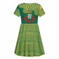 Togo Kid Short Sleeve Dress - Red Twin Lions and Travail Liberté Patrie Slogan