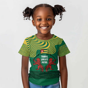 Togo Kid T shirt - Red Twin Lions and Travail Liberté Patrie Slogan