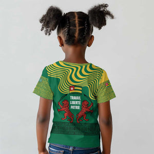 Togo Kid T shirt - Red Twin Lions and Travail Liberté Patrie Slogan