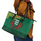 Togo Leather Tote Bag - Red Twin Lions and Travail Liberté Patrie Slogan