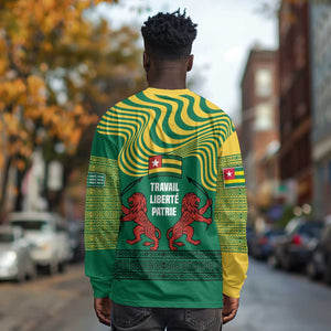 Togo Long Sleeve Shirt - Red Twin Lions and Travail Liberté Patrie Slogan