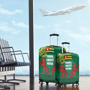 Togo Luggage Cover - Red Twin Lions and Travail Liberté Patrie Slogan