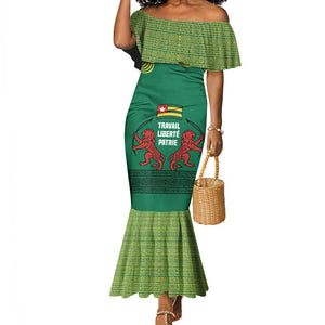 Togo Mermaid Dress - Red Twin Lions and Travail Liberté Patrie Slogan