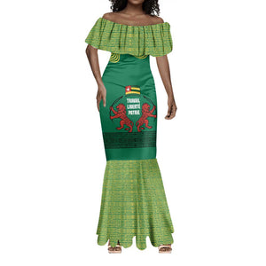 Togo Mermaid Dress - Red Twin Lions and Travail Liberté Patrie Slogan