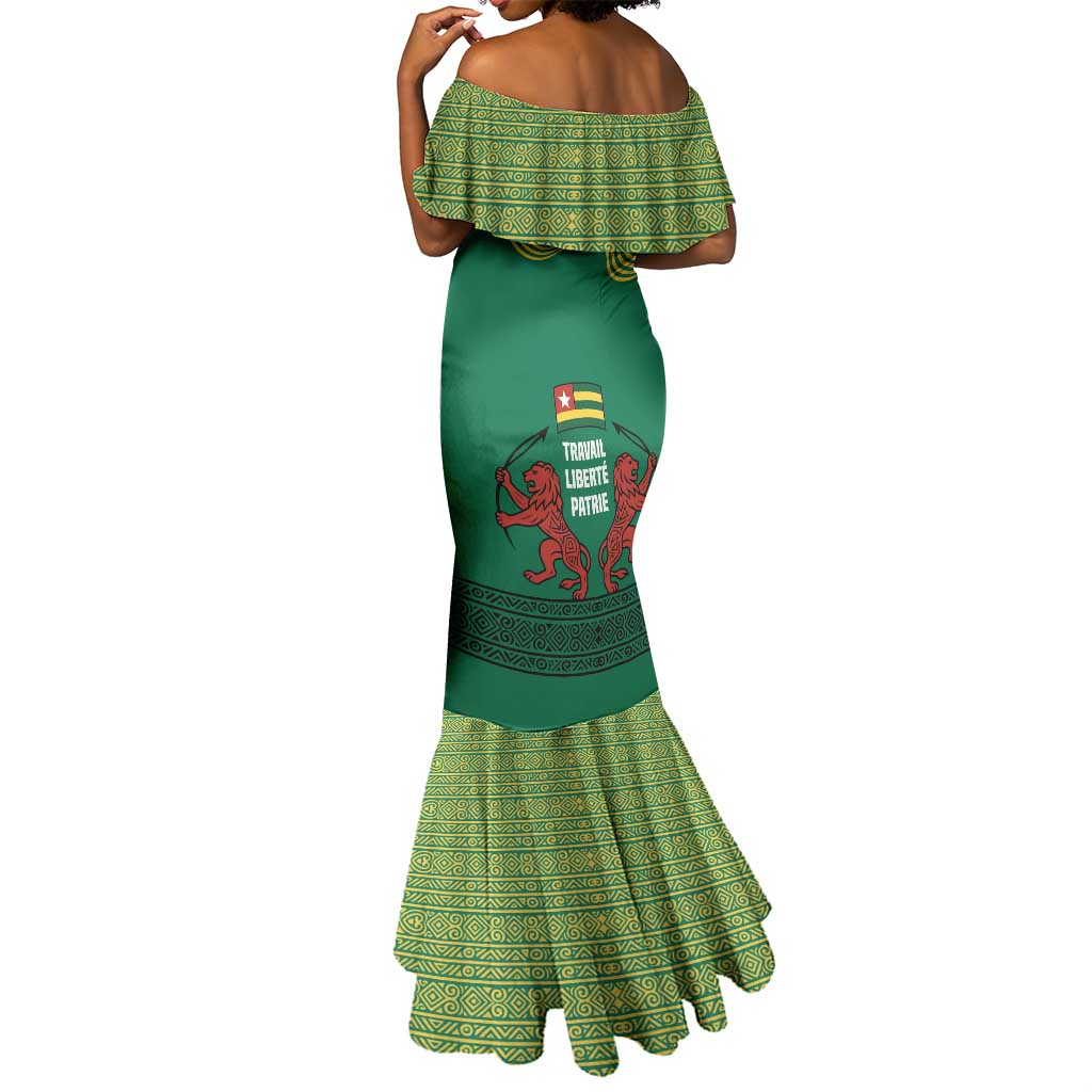 Togo Mermaid Dress - Red Twin Lions and Travail Liberté Patrie Slogan