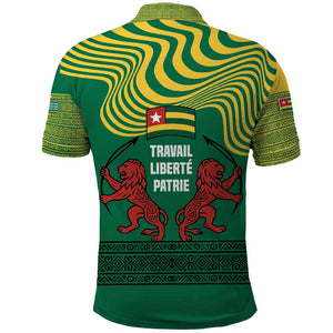 Togo Polo Shirt - Red Twin Lions and Travail Liberté Patrie Slogan
